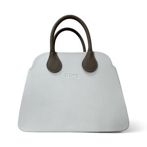 O Bag White Zip Top Eco-Leather Handles Italy